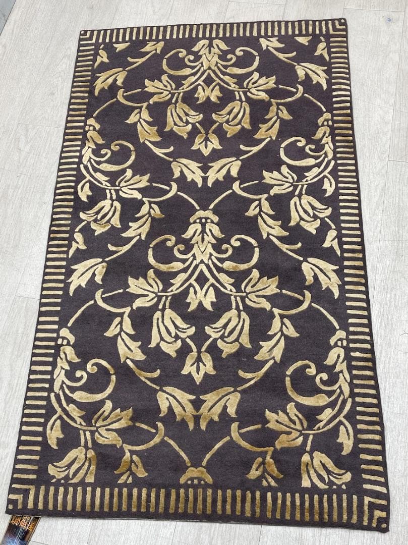 エクセルヒューマン 中国美術緞通 玄関マット シルク 手織り 70×121㎝