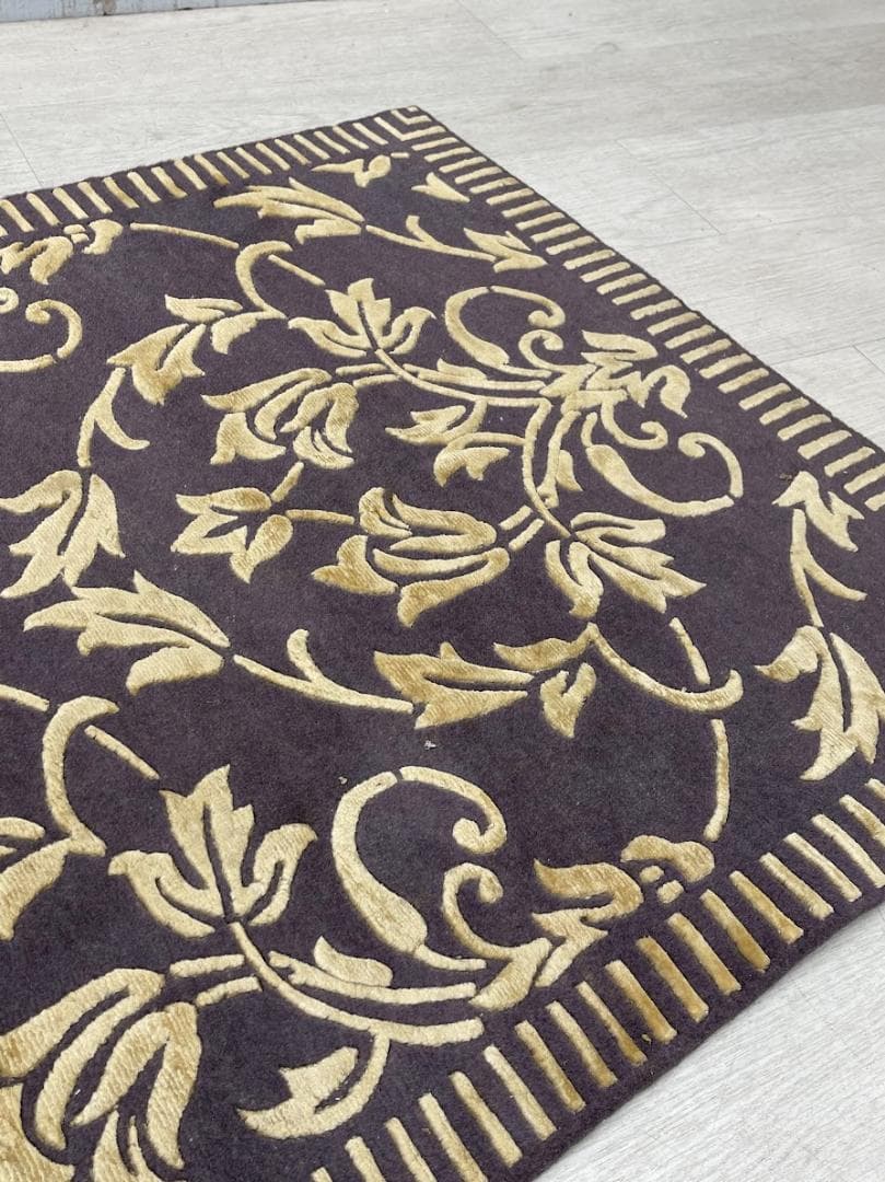 エクセルヒューマン 中国美術緞通 玄関マット シルク 手織り 70×121㎝