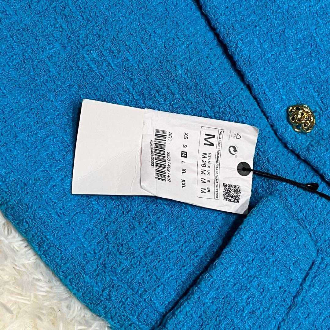 ZARA　ザラ ツイード　テクスチャーベスト　金ボタン　ベスト　M