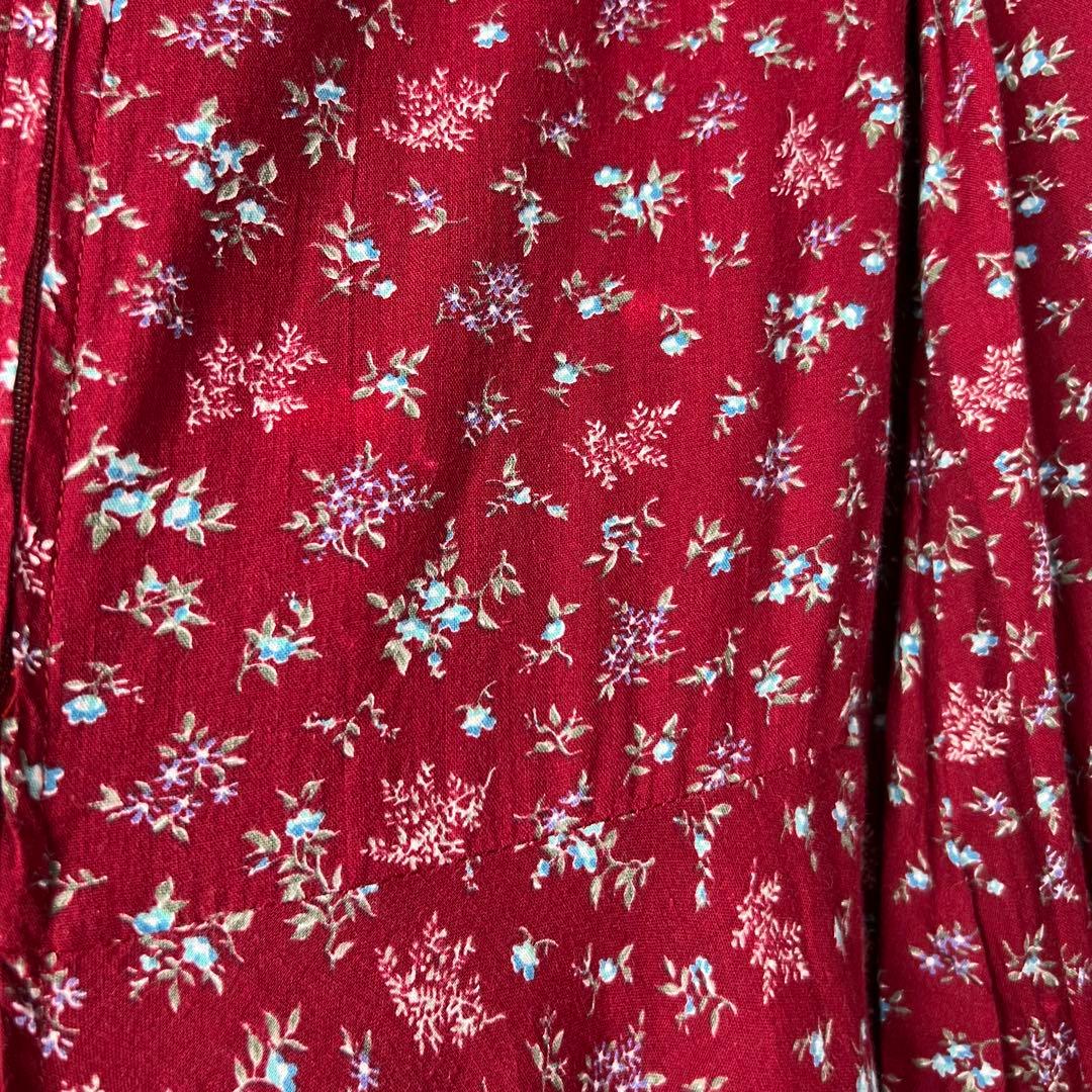 70s 80s USA古着 ワンピース コーデュロイ切替 花柄 vintage