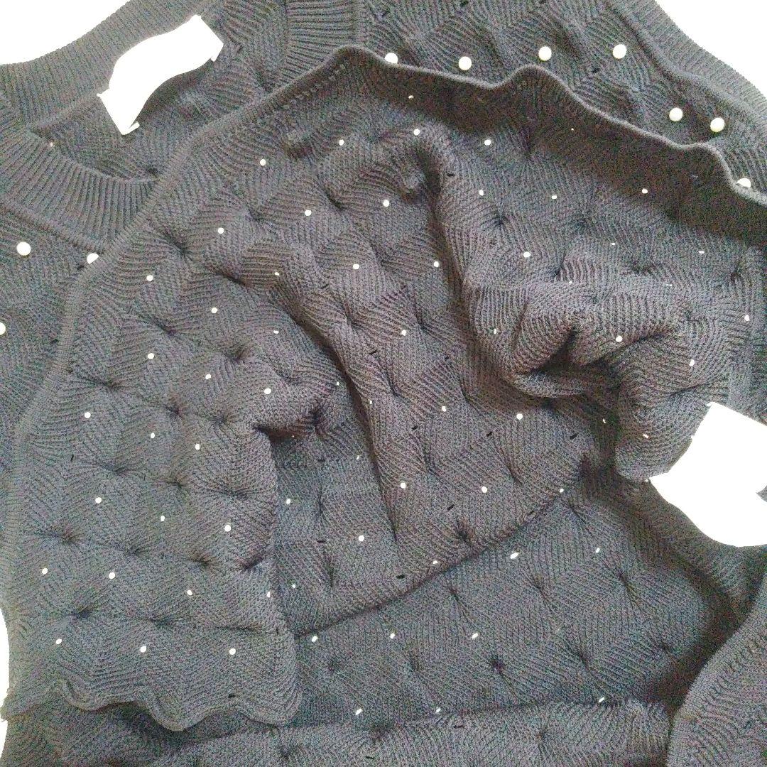 【極美品】ADAM ET ROPE パールニットベスト　(F)