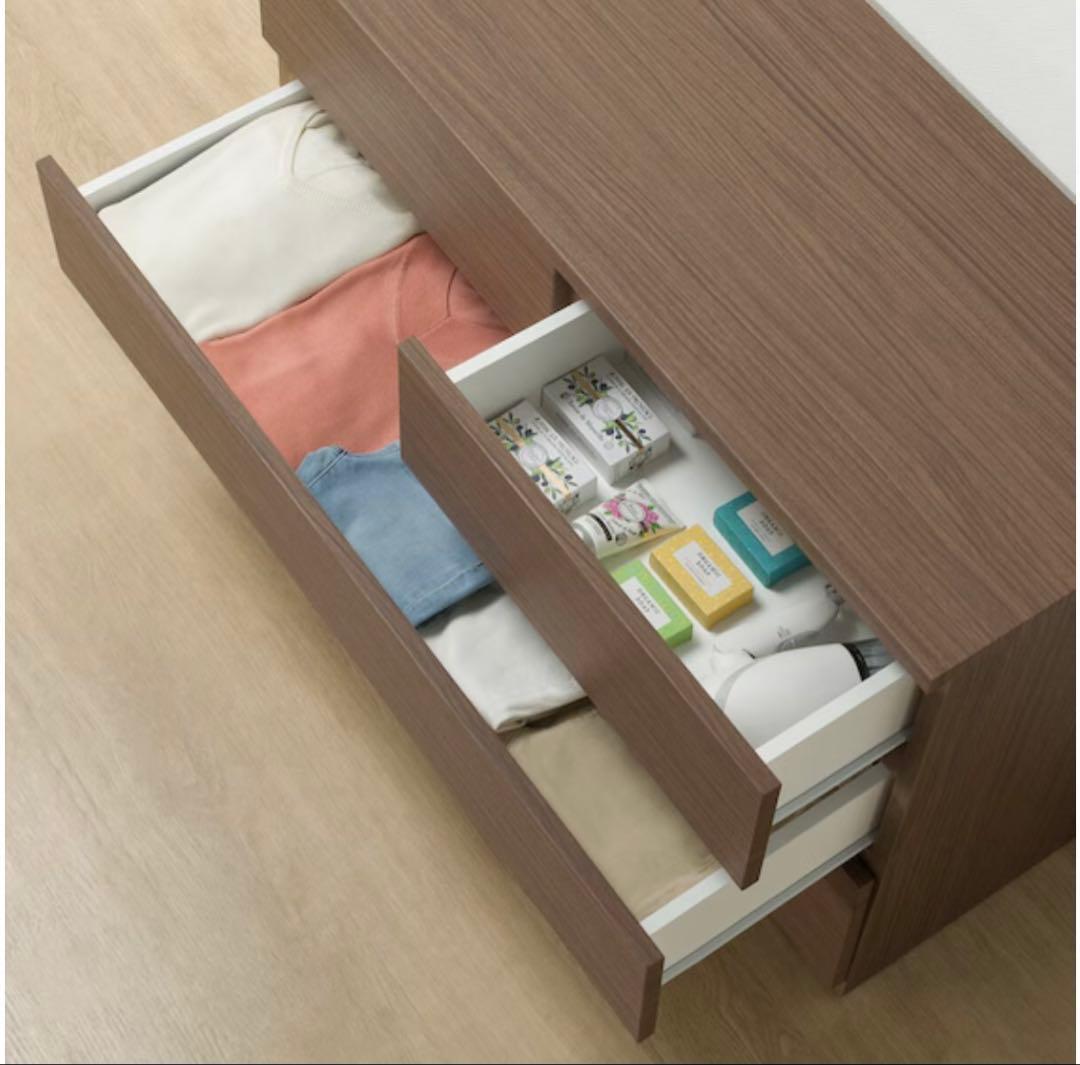 超美品　ニトリ　ローチェスト　ダークブラウン 4段引き出しチェストウォールナット