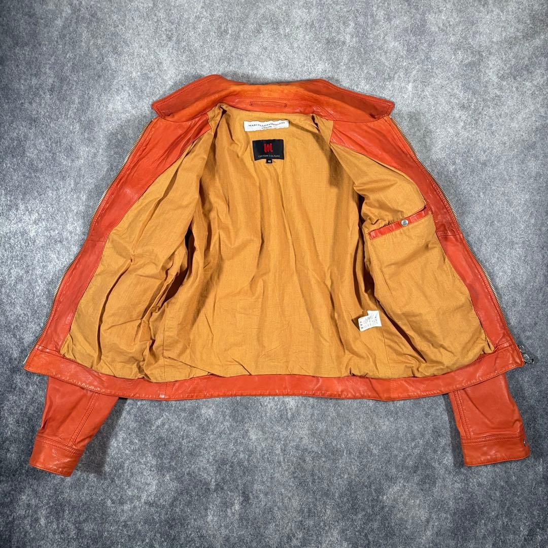 イタリア製 羊革 A-2 マルチェロ パンパローニ シングルライダースジャケット