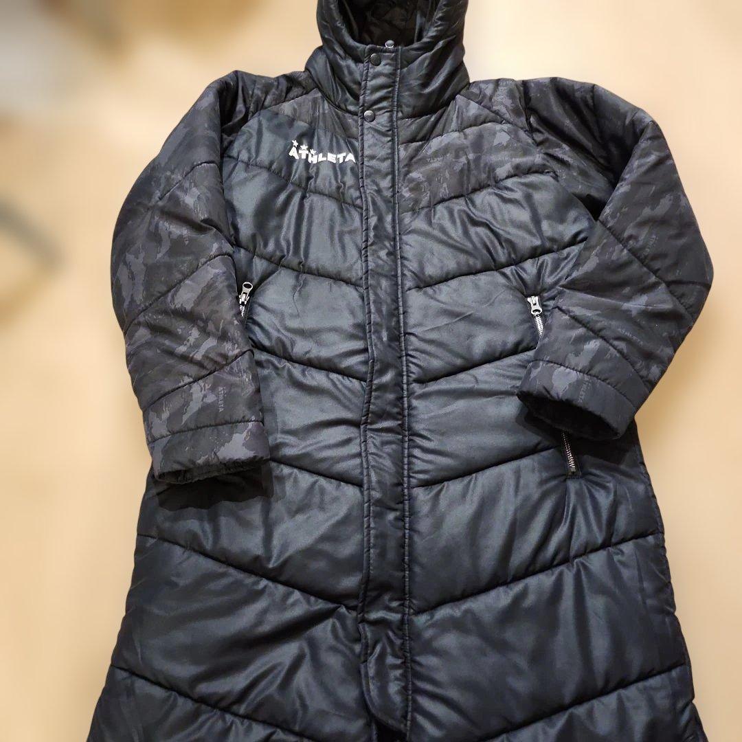 ATHLETA ベンチコート ブラック フード付き