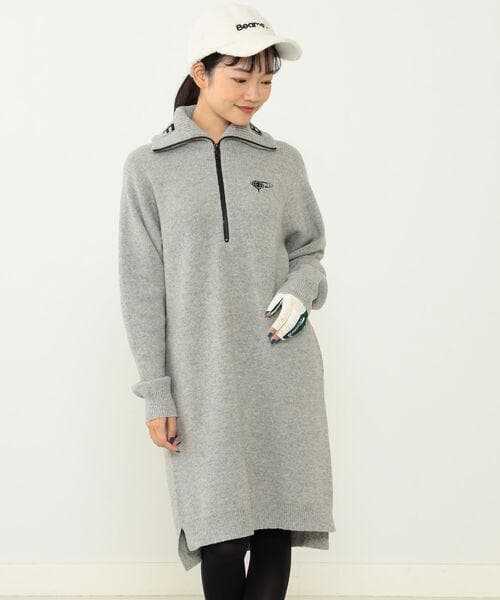 極美品　近年モデル　ビームスゴルフ　ニットワンピース　ウール　リブ　ロング