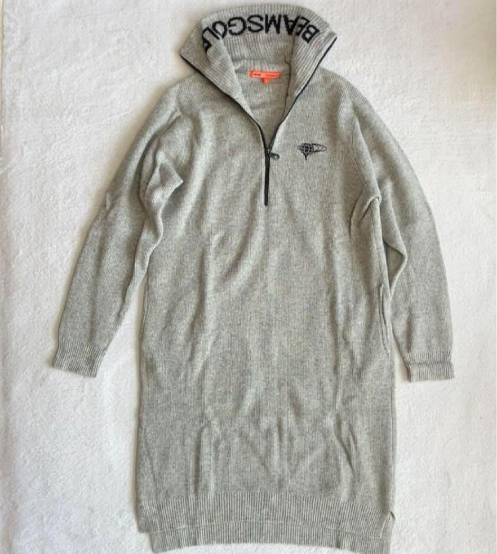 極美品　近年モデル　ビームスゴルフ　ニットワンピース　ウール　リブ　ロング