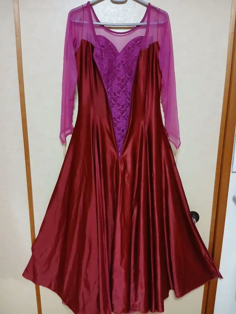 ★サンリーヌ　社交ダンスドレス　綺麗なマゼンダ&ワインレッド✨お値下げ❗