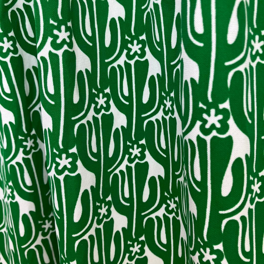 PEARLY GATES サボテン柄 ノースリーブ 膝丈ワンピース　グリーン 1