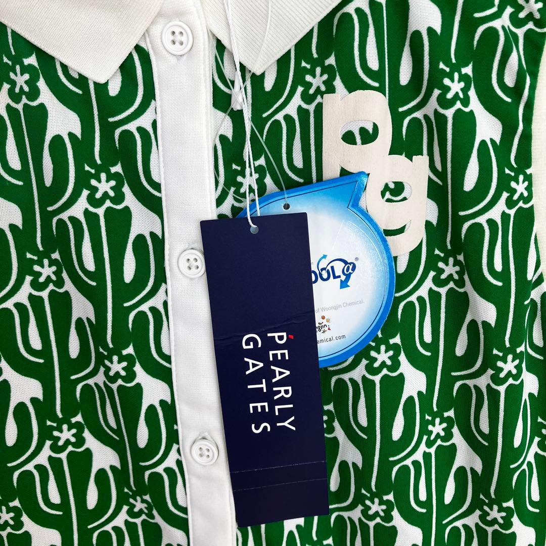 PEARLY GATES サボテン柄 ノースリーブ 膝丈ワンピース　グリーン 1