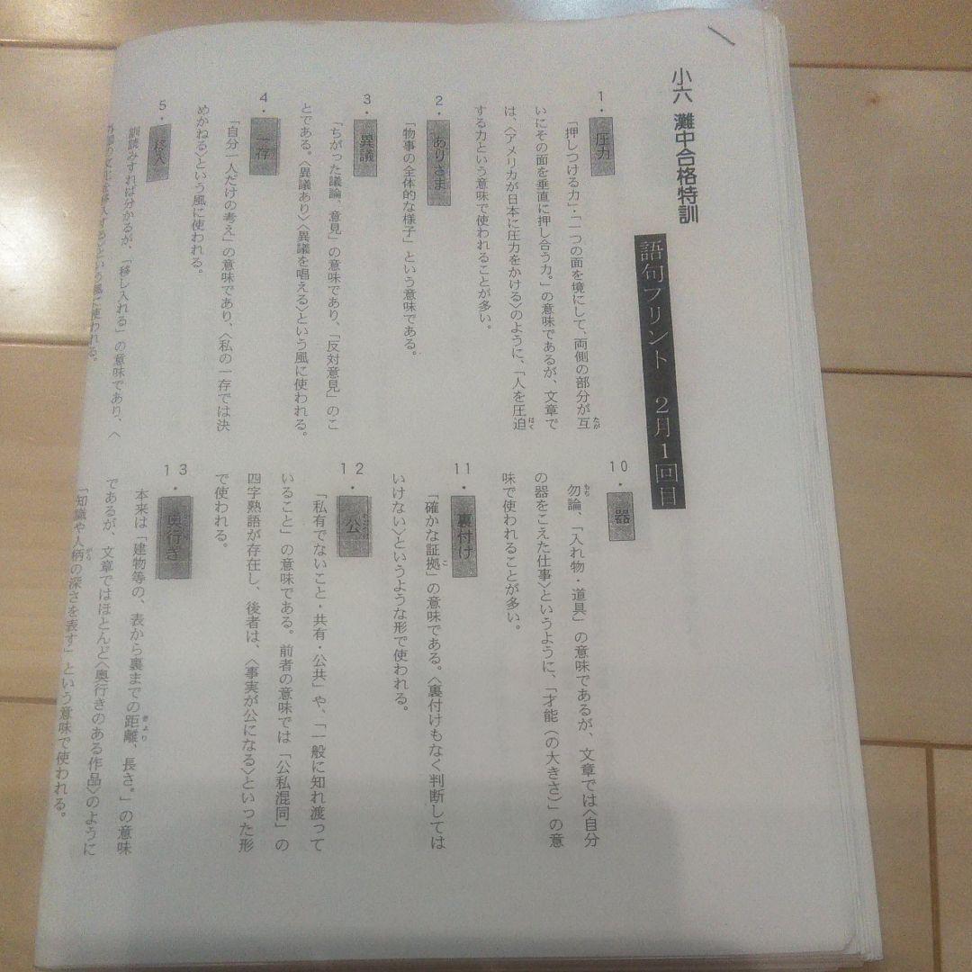 浜学園　小6　灘中合格特訓　国語