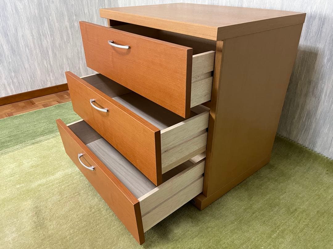 ナチュラルウッド 3段チェスト