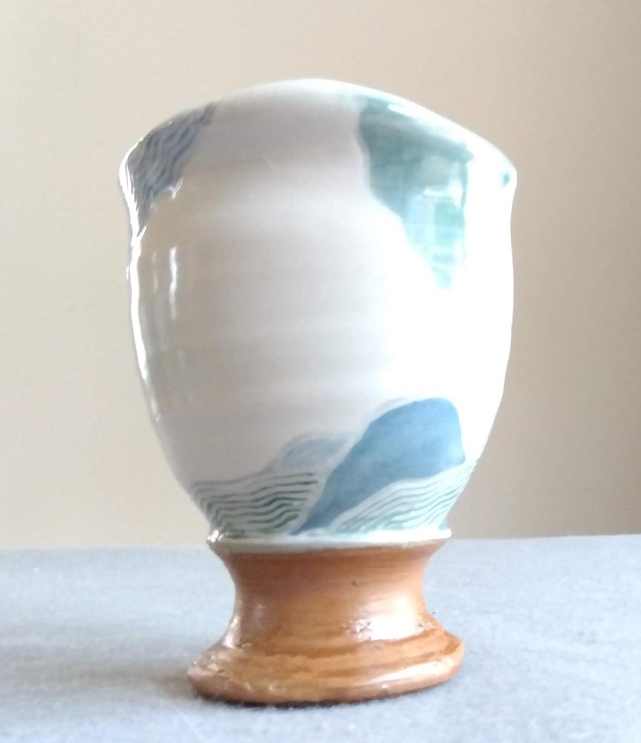 モダニズムポップマグカップ青と白の山柄 デザートカップ3点セット【大きめサイズ】