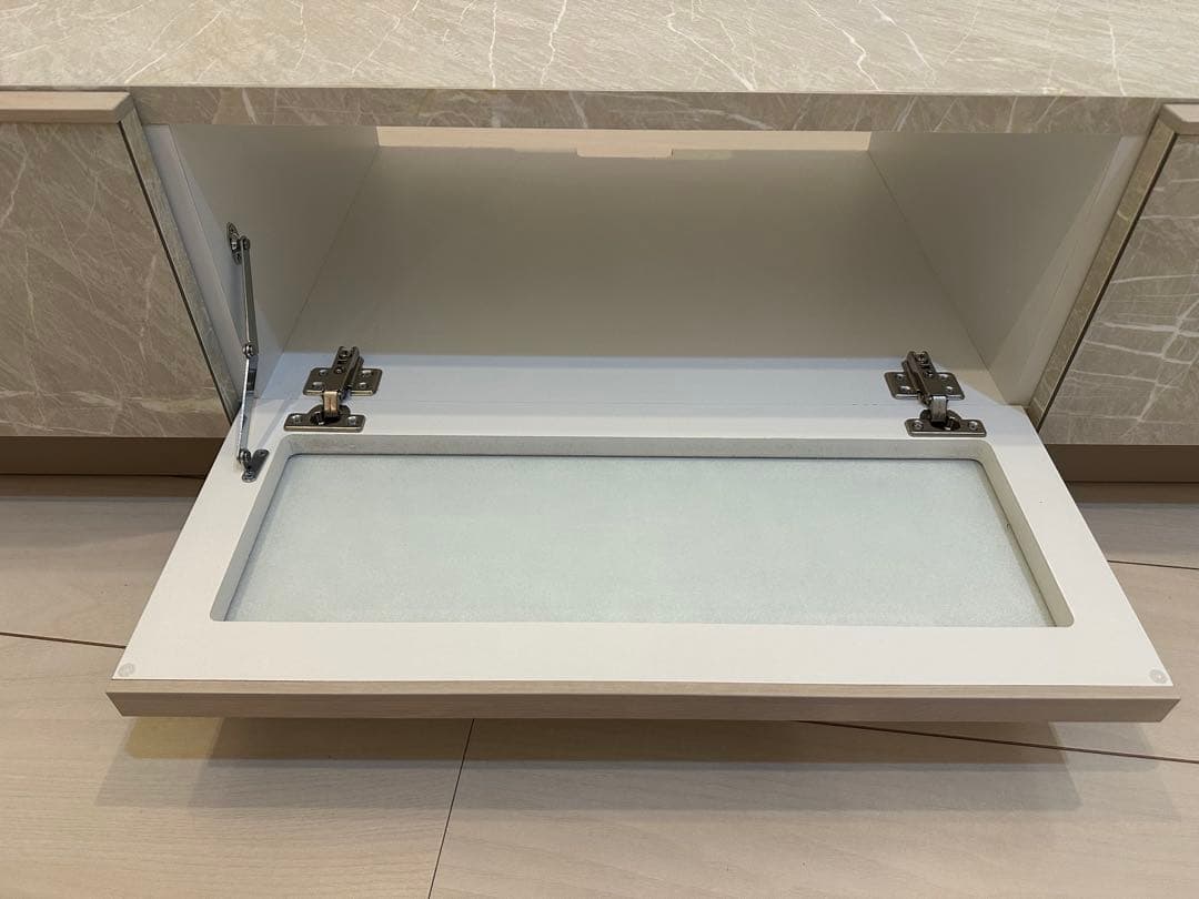 LOWYA 日本製 テレビ台ローテレビ台 ストーン柄 ホワイト [幅160]