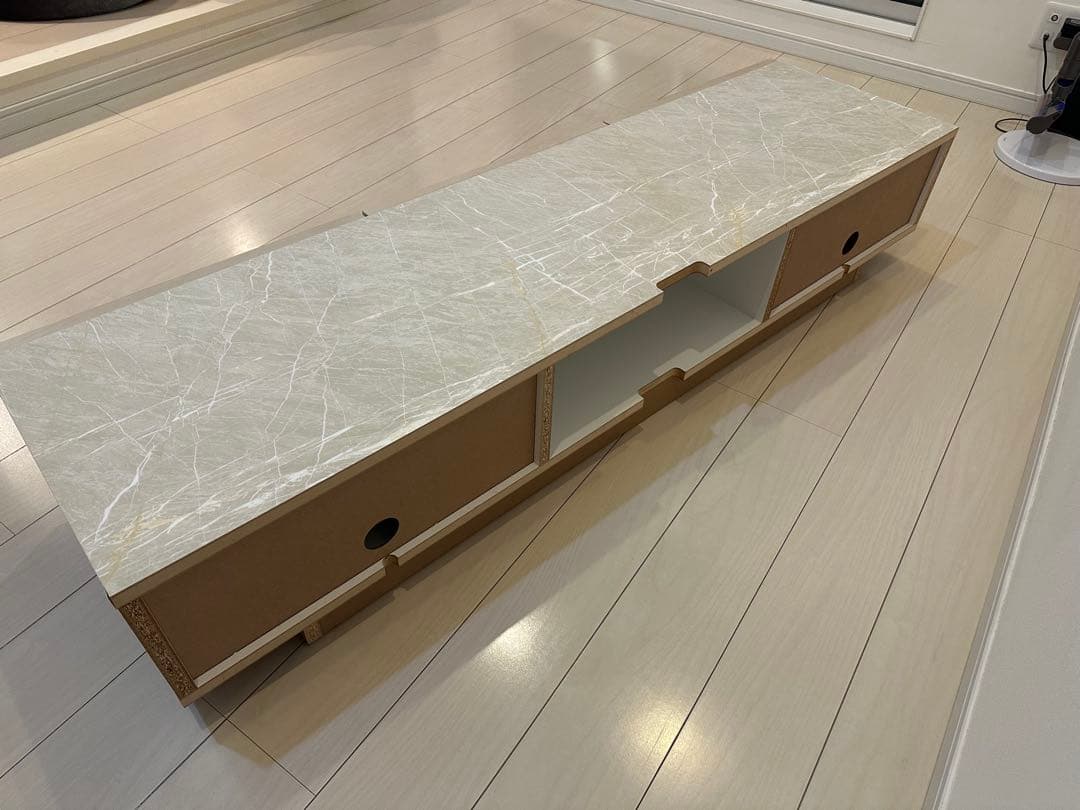 LOWYA 日本製 テレビ台ローテレビ台 ストーン柄 ホワイト [幅160]