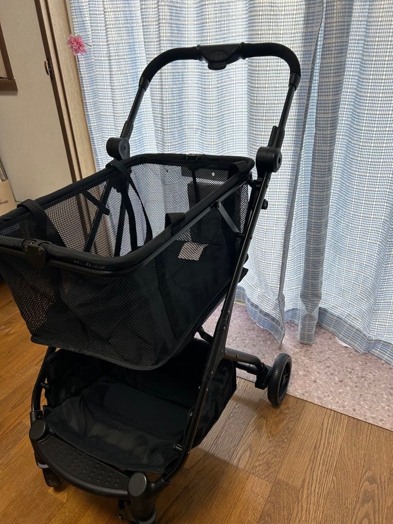 【未使用】軽量　ワンタッチ折りたたみ式ショッピングカート ブラック　買い物