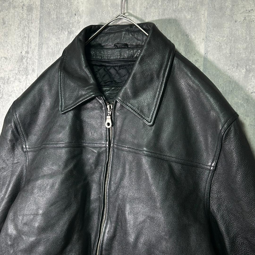 3M Thinsulate ライナー付き 本革 レザージャケット 黒 ゆったり