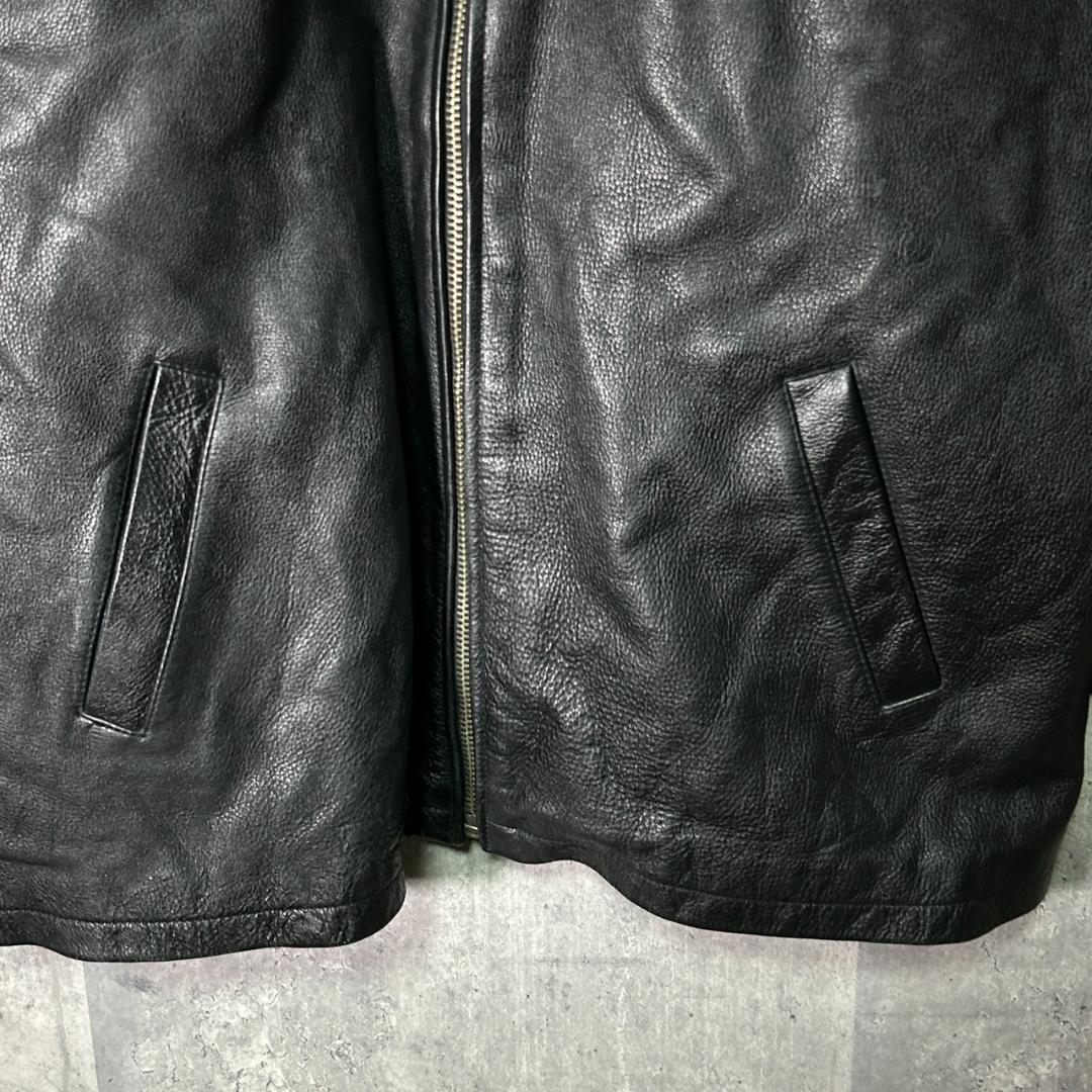 3M Thinsulate ライナー付き 本革 レザージャケット 黒 ゆったり