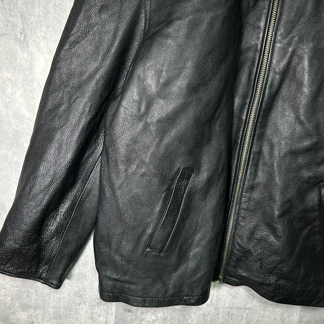 3M Thinsulate ライナー付き 本革 レザージャケット 黒 ゆったり