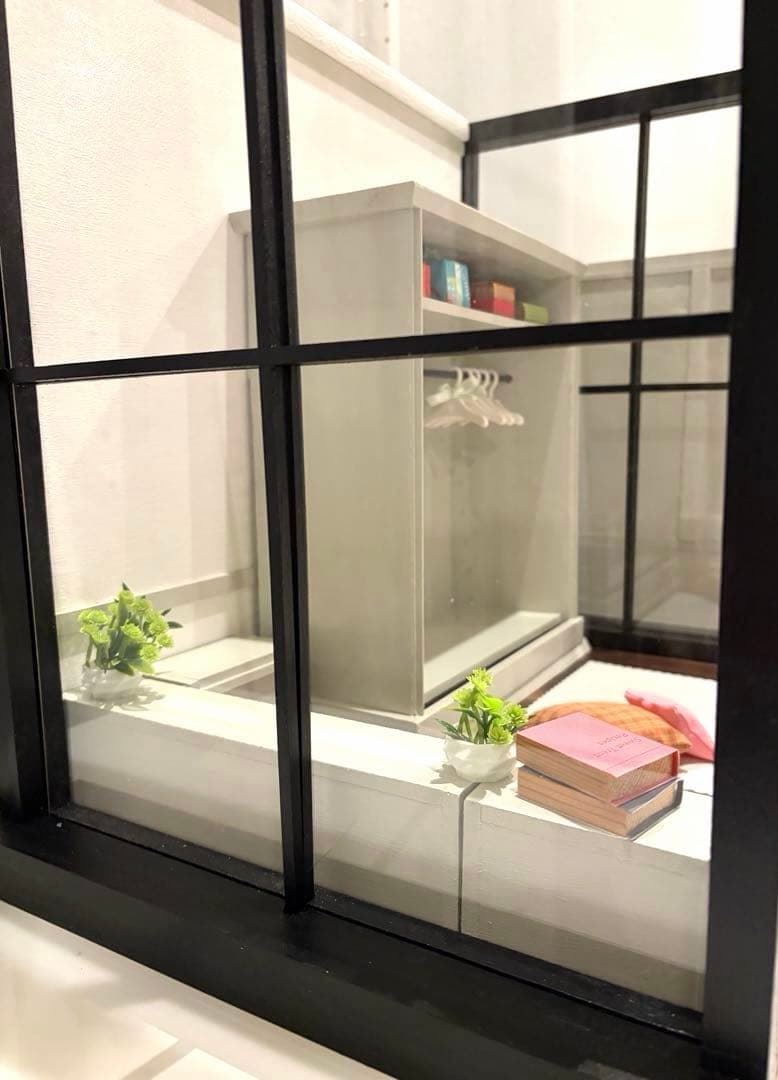 ドールハウス　撮影背景ボード　ハンドメイド☆クローゼットルーム＆チェア3個☆