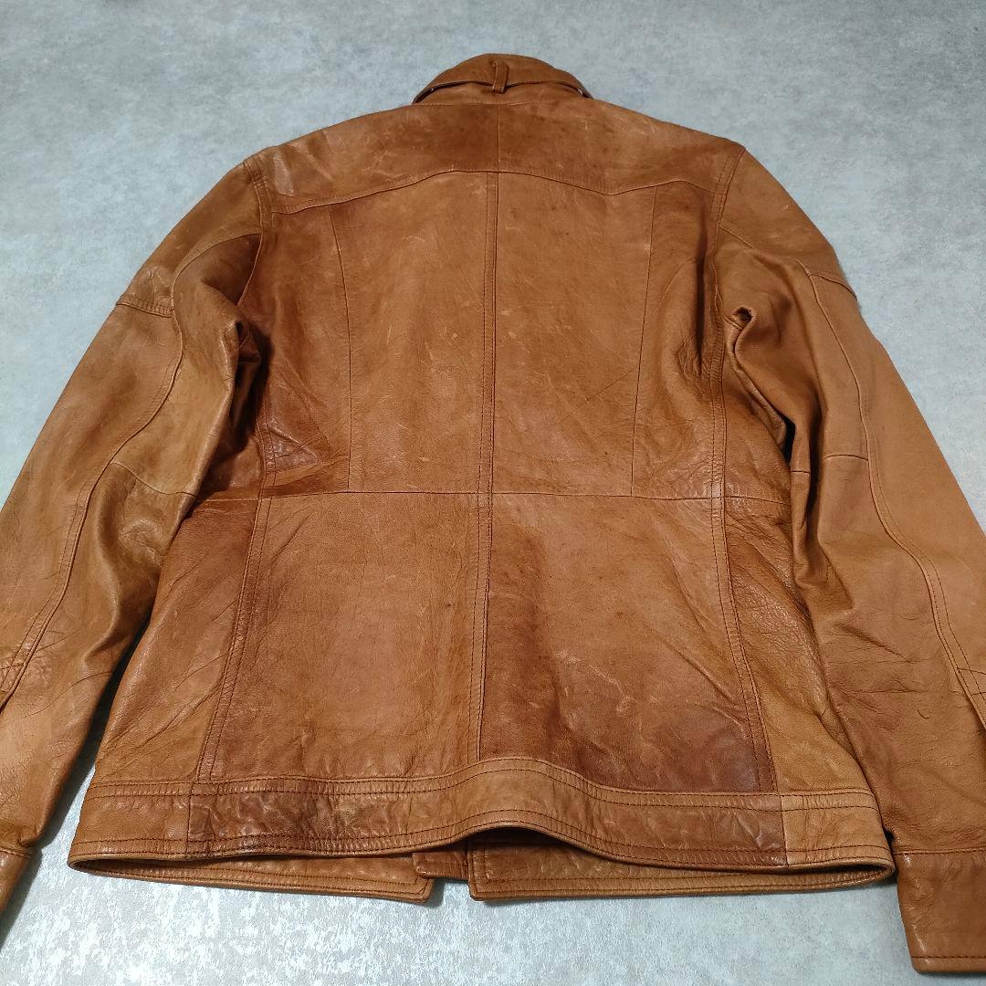 Haruf ハルフ シングルライダース レザージャケット 羊革 オイルレザー M