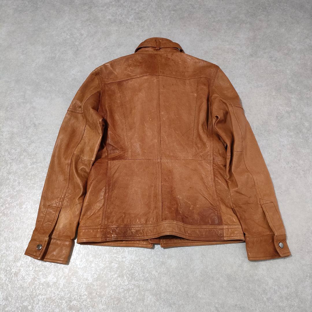 Haruf ハルフ シングルライダース レザージャケット 羊革 オイルレザー M