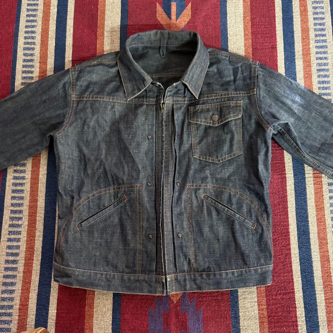 し*る様 【極暖2WAY】アバハウス リアルムートンベスト付 デニムジャケット