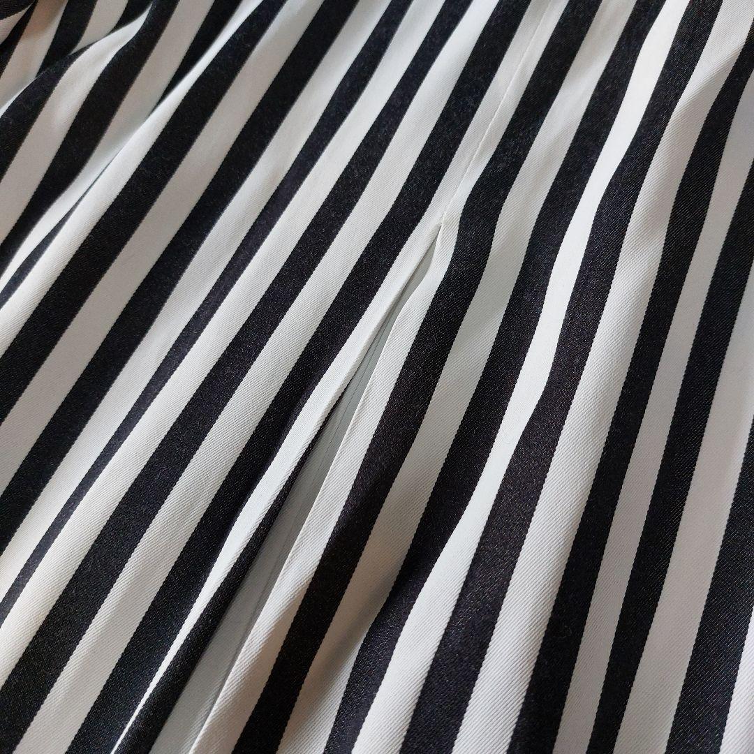 【美品】DouDou ドゥドゥ ストライプスタンドシャツワンピース マキシ丈