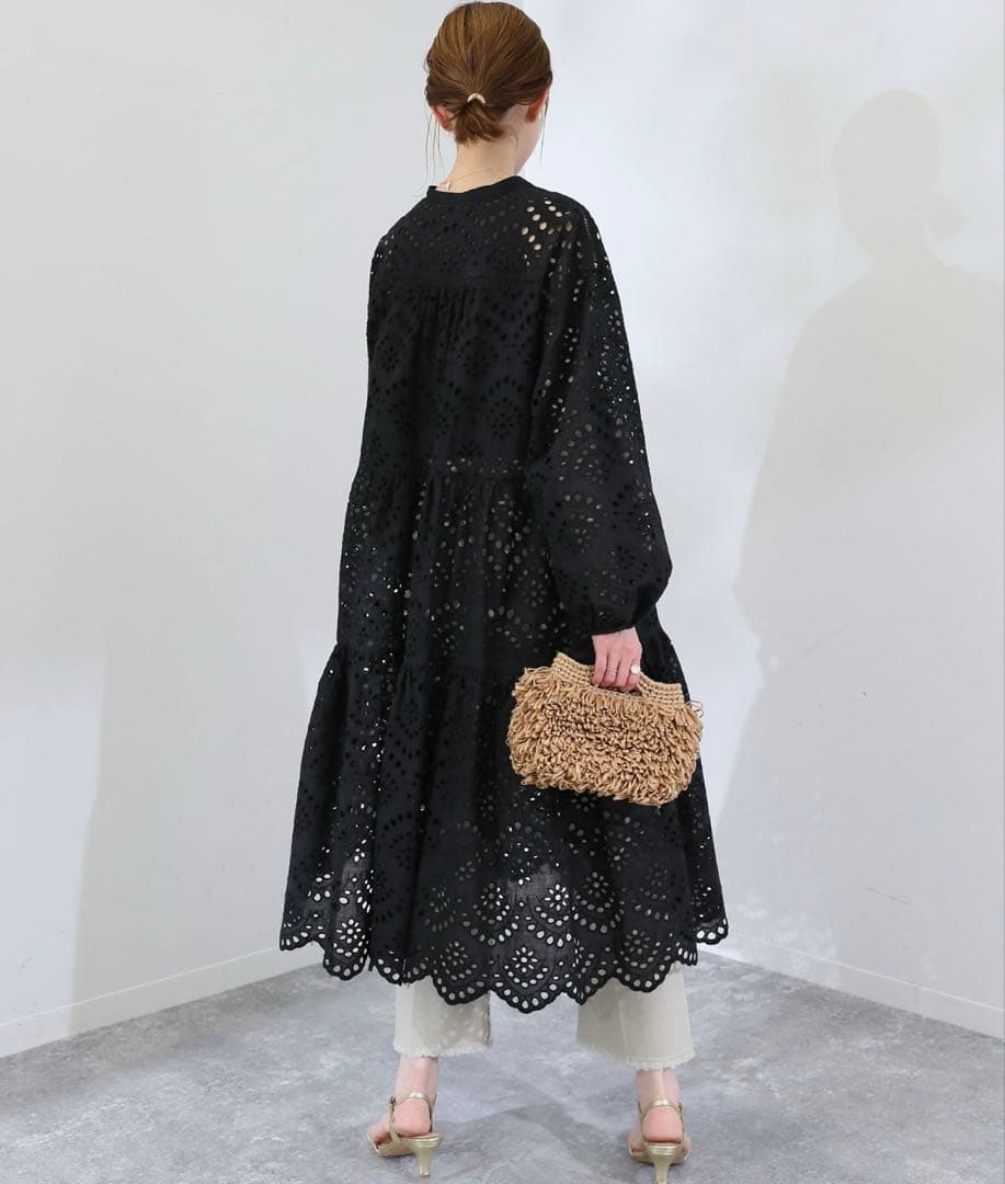 SLOBE IENA コットンエンブロイダリーティアードワンピース