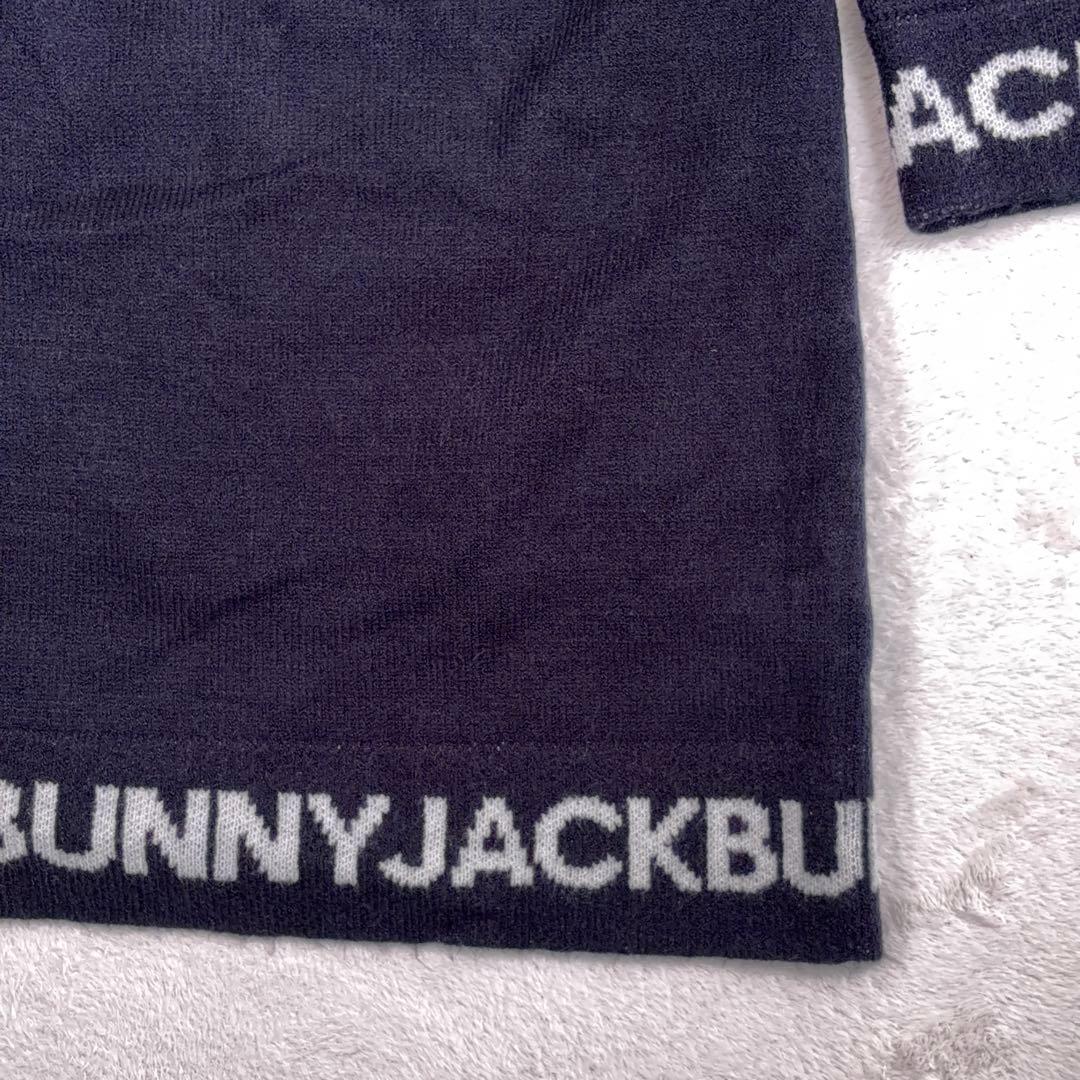 タグ付美品【Jack Bunny!!】ゴルフ ニットワンピース ロゴ 裏地付 紺