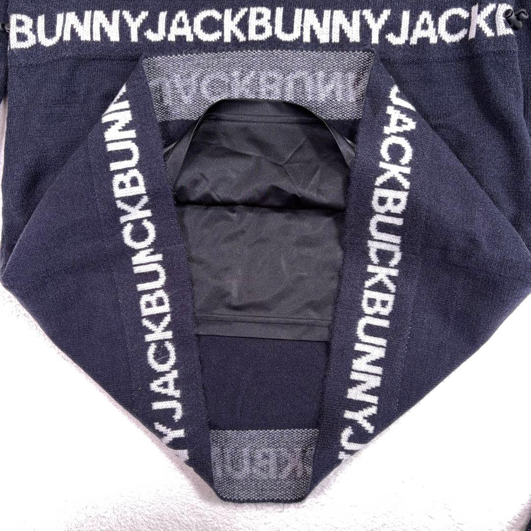 タグ付美品【Jack Bunny!!】ゴルフ ニットワンピース ロゴ 裏地付 紺