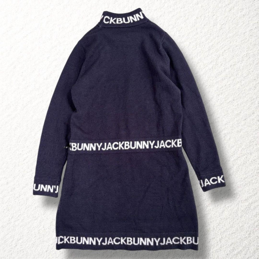 タグ付美品【Jack Bunny!!】ゴルフ ニットワンピース ロゴ 裏地付 紺