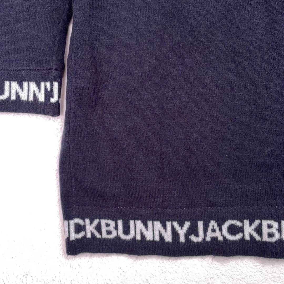 タグ付美品【Jack Bunny!!】ゴルフ ニットワンピース ロゴ 裏地付 紺