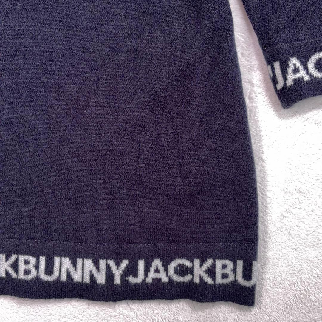 タグ付美品【Jack Bunny!!】ゴルフ ニットワンピース ロゴ 裏地付 紺