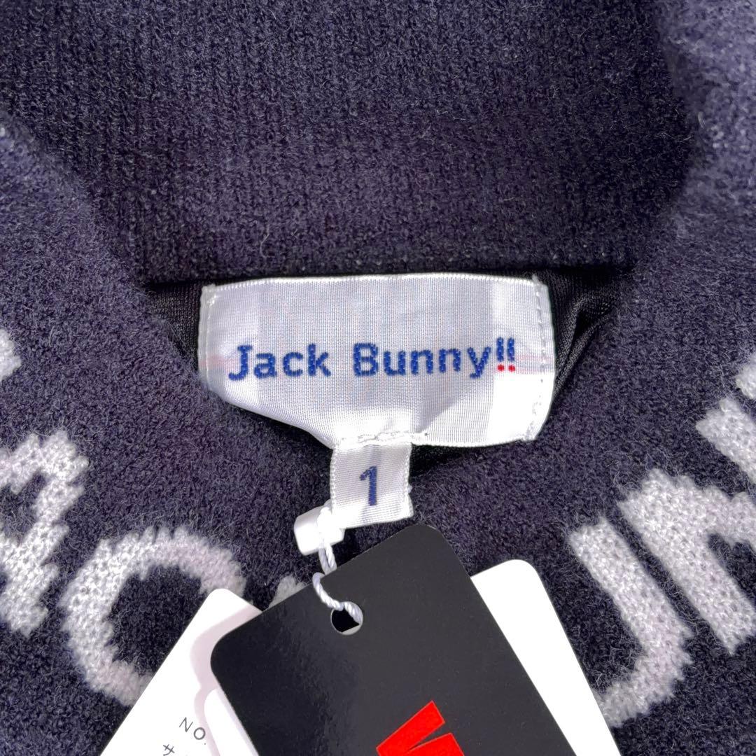 タグ付美品【Jack Bunny!!】ゴルフ ニットワンピース ロゴ 裏地付 紺