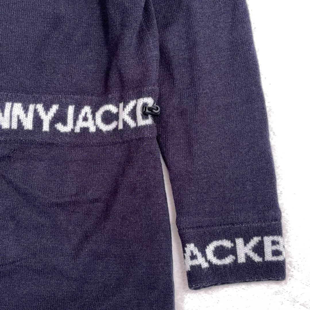 タグ付美品【Jack Bunny!!】ゴルフ ニットワンピース ロゴ 裏地付 紺