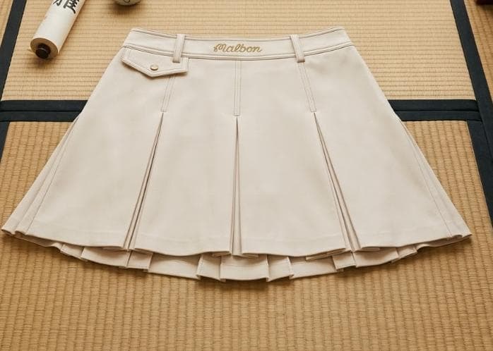 Malbon プリーツスカート レディース 白 Lサイズ インナーパンツ付き ⛳