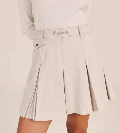 Malbon プリーツスカート レディース 白 Lサイズ インナーパンツ付き ⛳