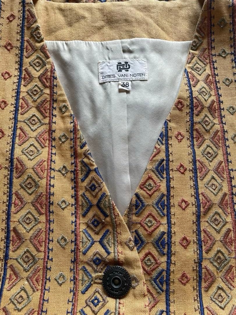 極希少 DRIES VAN NOTEN ライカ期 総刺繍 ジレ ベスト 総柄