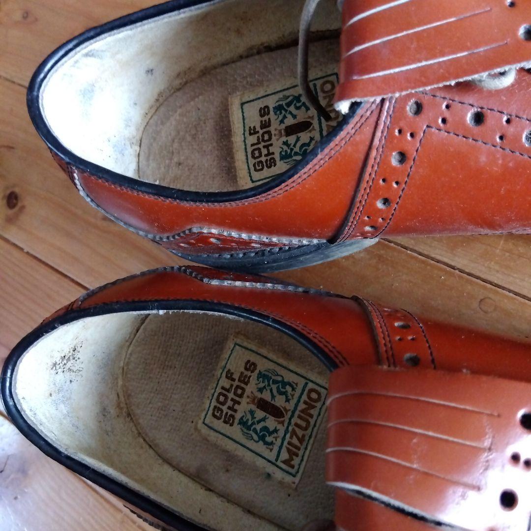 MIZUNO ゴルフシューズ 本革 メタルスパイク　ビンテージ風