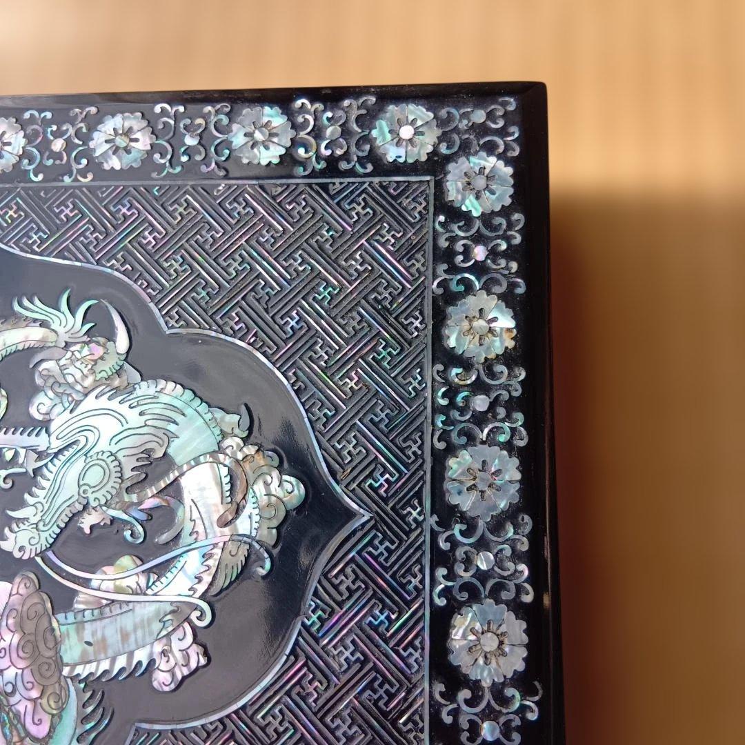 【高級】韓国 伝統工芸 螺鈿細工 龍図柄 漆器 小物入れ ジュエリーボックス