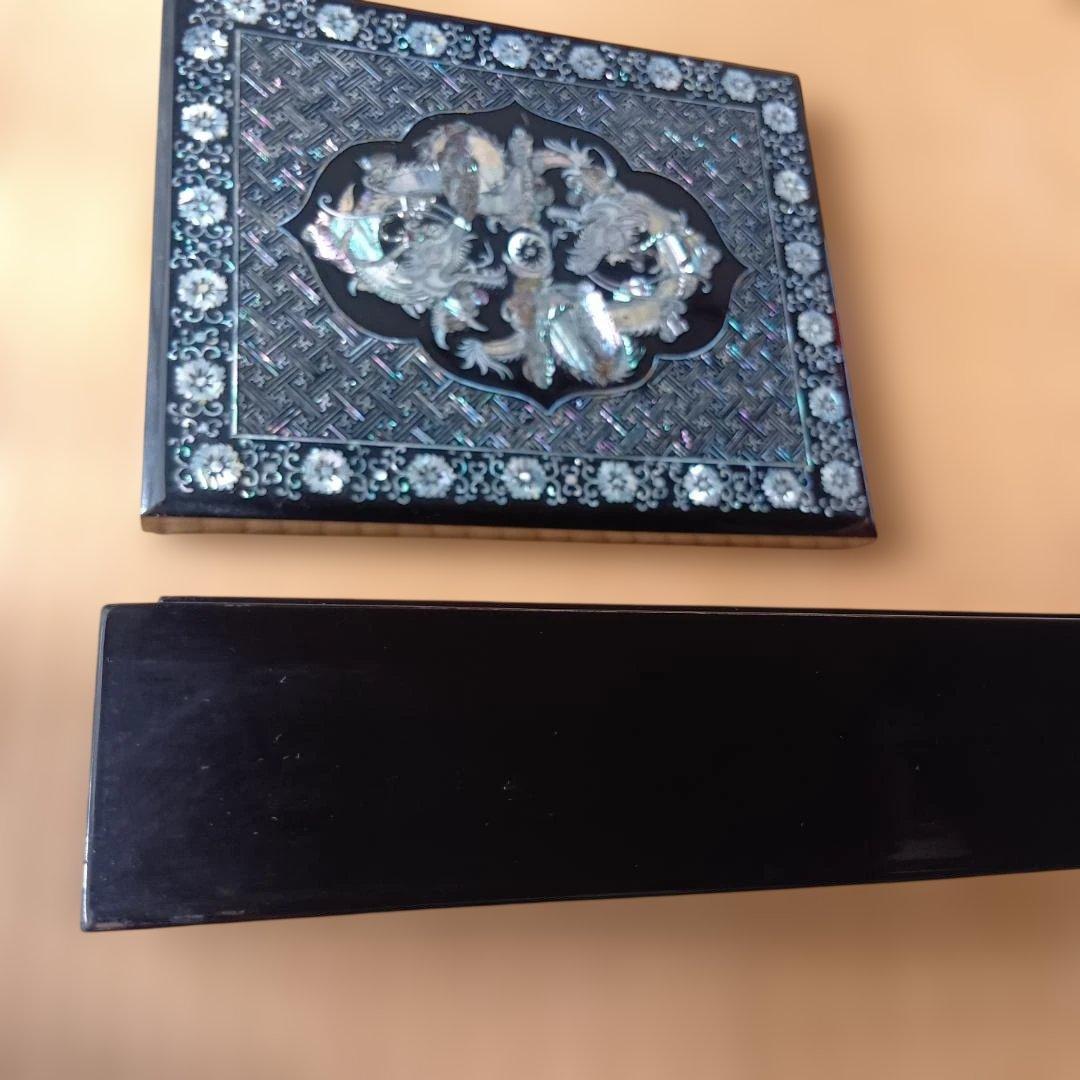 【高級】韓国 伝統工芸 螺鈿細工 龍図柄 漆器 小物入れ ジュエリーボックス