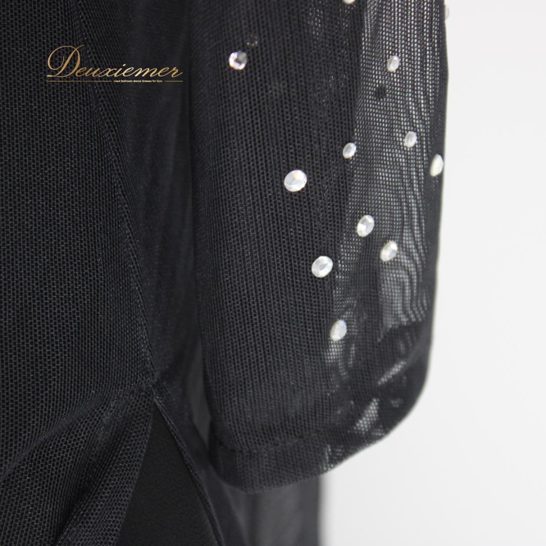 【社交ダンス衣装】ワンピース ドレス ツーピース maie 黒 長袖 袖なし