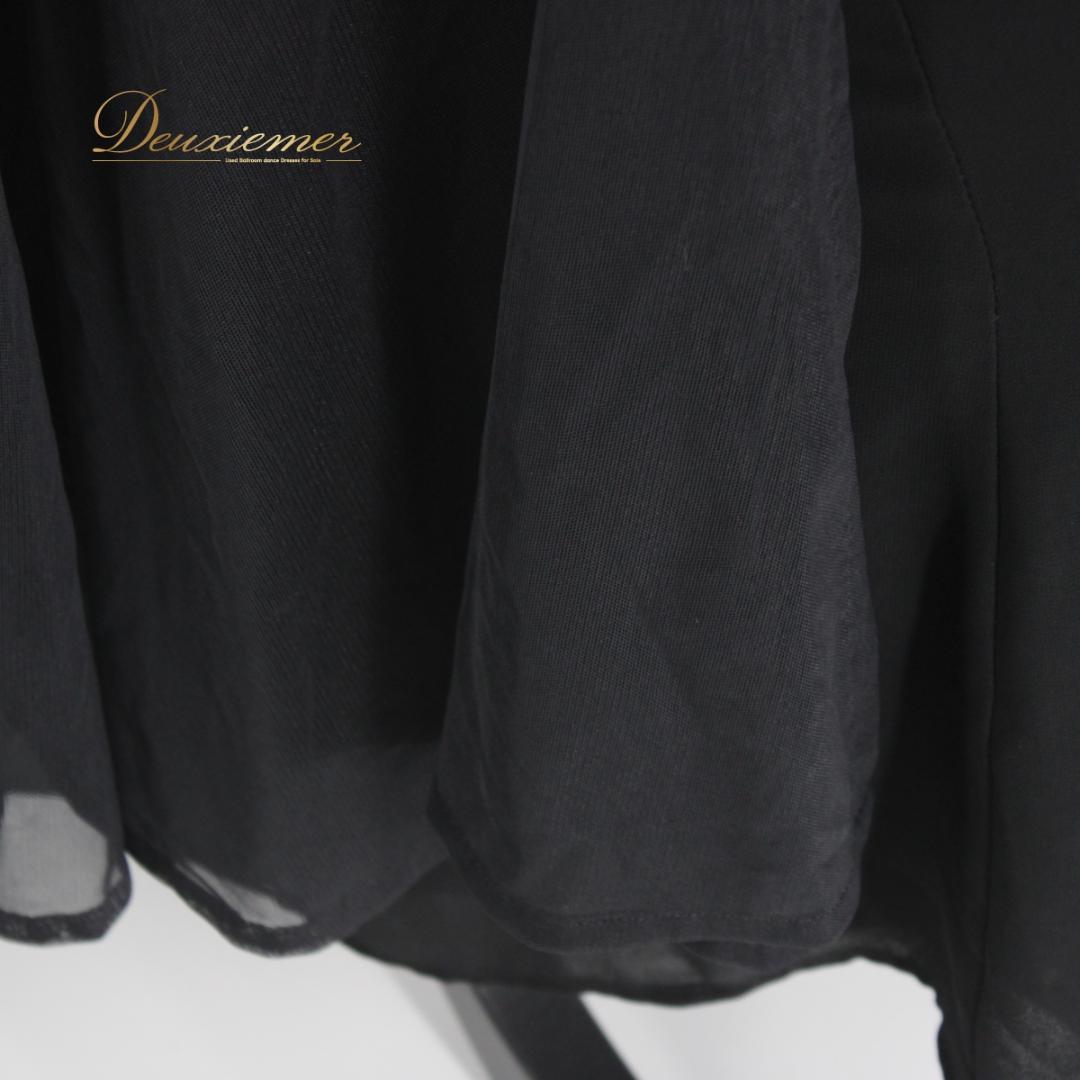【社交ダンス衣装】ワンピース ドレス ツーピース maie 黒 長袖 袖なし