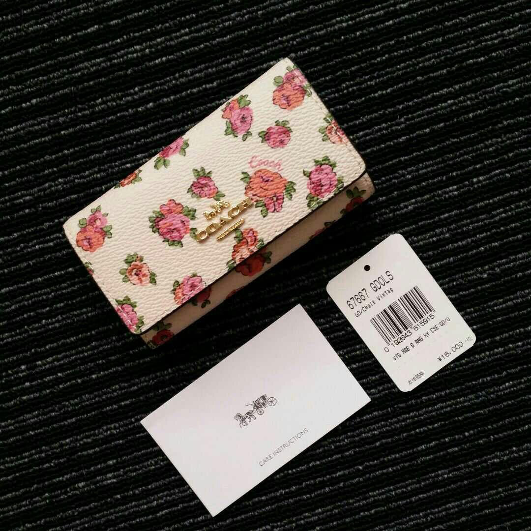 COACH キーケース F67667 新品 ホワイト×花柄 最新作 レディース