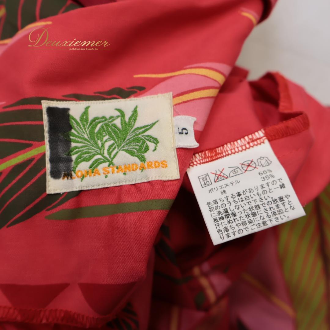 【美品 日本製 フラダンス衣装】レッド ALOHA STANDARDS ドレス