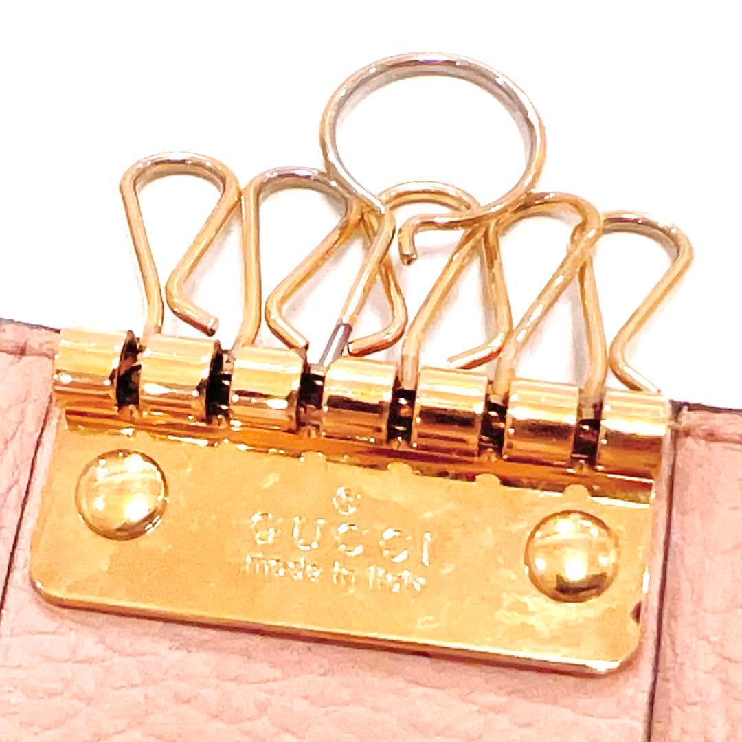 グッチ キーケース 6連 GGスプリーム GG マーモント 革 PVC ピンク