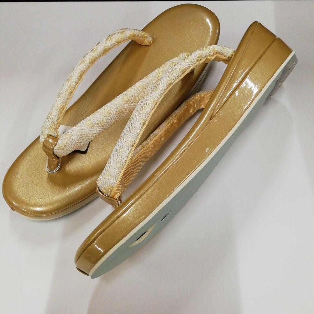 新品未使用 礼装用 佐賀錦ゴールド系草履バッグセット　フリーサイズ OL-1