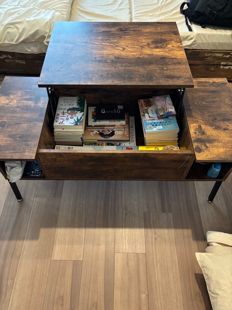 VECELO 完成品 昇降式センターテーブル オープン収納 名古屋市引取可