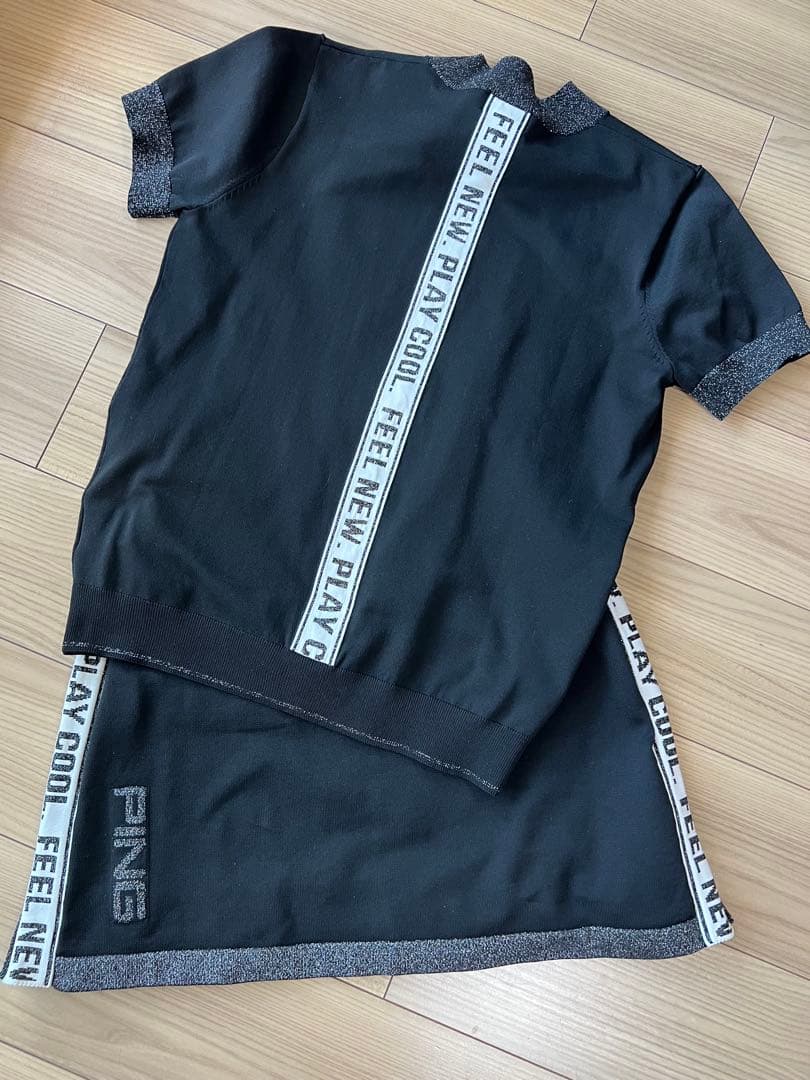 PING ピン　レディース　トップス　ニット　長袖　薄手　春　軽い　ブラック