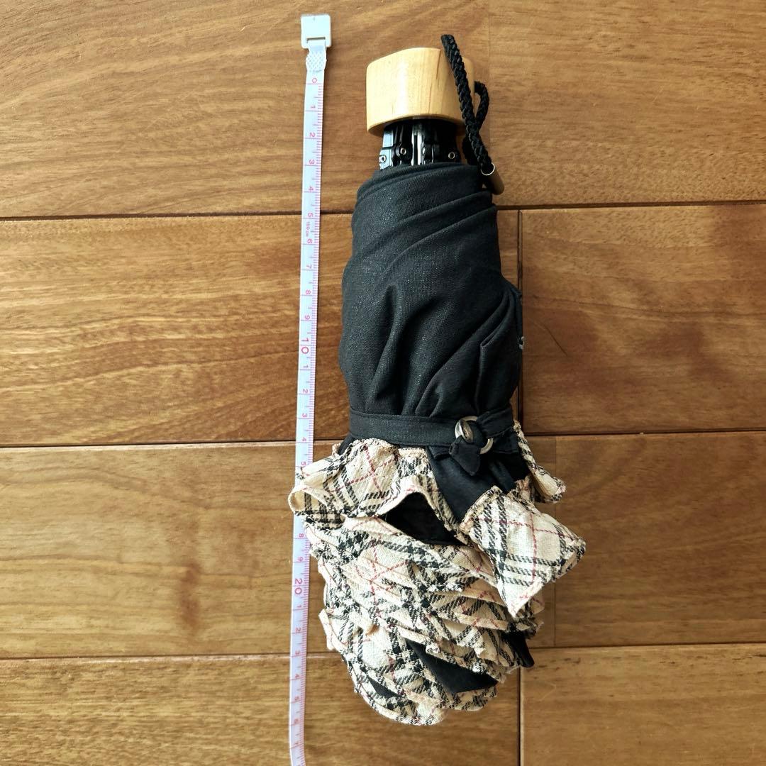 BURBERRY バーバリー フリル　折りたたみ　日傘 ブラック　ノバチェック